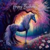Fantasy Unicorn Art Square Birthday Card