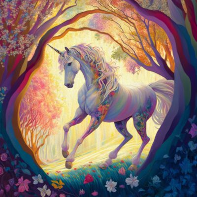Fantasy Unicorn Art Square Greeting Card
