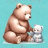 Father and Child Bear Art Fathers Day Card For Grandpa (Design 1)