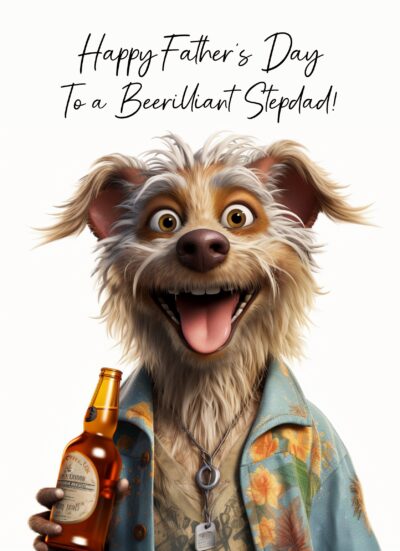 Fathers Day Card for Stepdad (Funny Beer Dog 2)