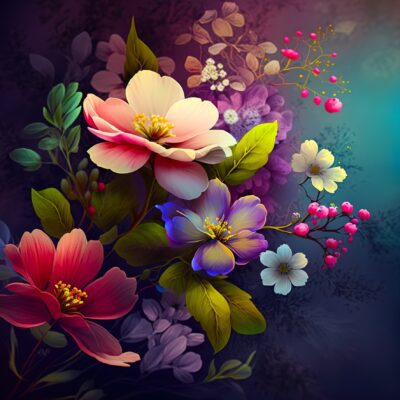 Flowers Art Square Blank Card 2