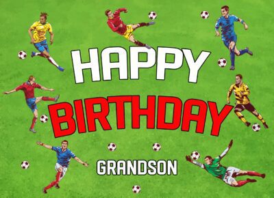 Football Birthday Card For Grandson (Landscape)