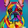 French Bulldog Dog Colourful Abstract Art Birthday Card