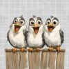 Funny Birds Blank Birthday Card (Design 2)