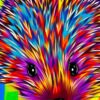 Hedgehog Animal Colourful Abstract Art Blank Greeting Card