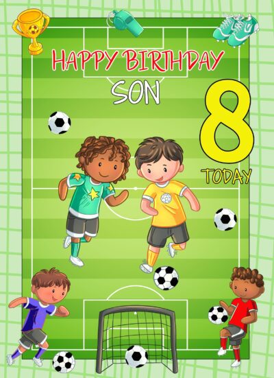 Kids 8th Birthday Football Card for Son