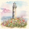 Lighthouse Scenery Art Blank Greeting Card