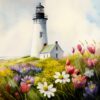 Lighthouse Scenery Art Blank Greeting Card