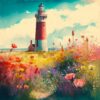 Lighthouse Scenery Art Blank Greeting Card