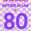 Mother in Law 80th Birthday Card (Purple Spots)
