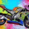 Motorbike Superbike Colourful Art Blank Greeting Card