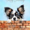 Papillon Black Dog Art Birthday Card