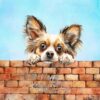 Papillon Tan Dog Art Square Fathers Day Card