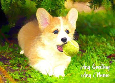 Personalised Corgi Art Greeting Card (Birthday
