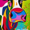 Personalised Cow Animal Colourful Abstract Art Blank Greeting Card (Birthday