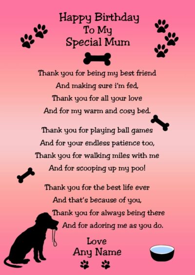 Personalised From the Dog Birthday Card (Pink)