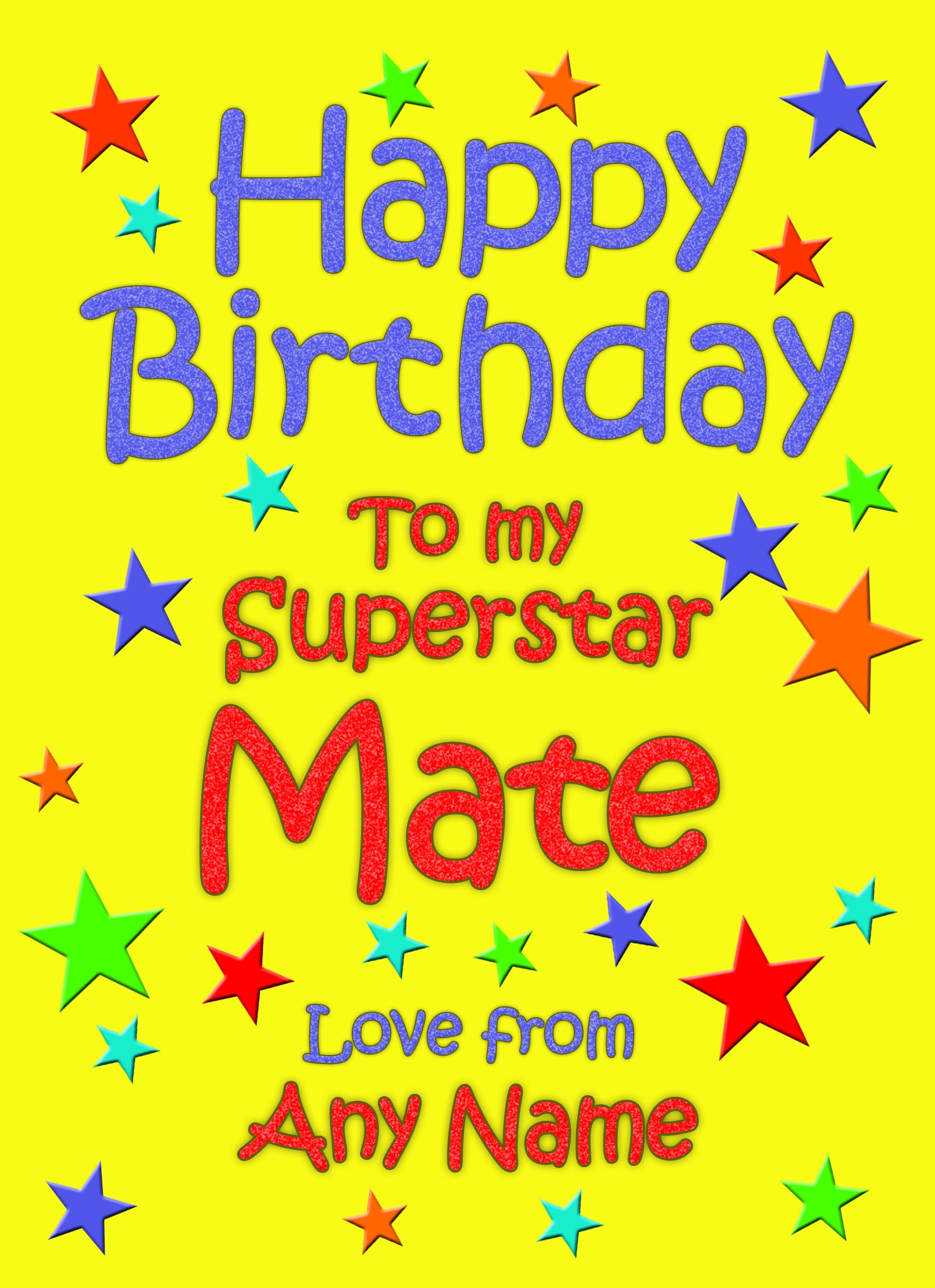 Personalised Mate Birthday Card (Yellow) - Personalised Mate Birthday Card Yellow 3 Personalised Mate Birthday Card (Yellow)