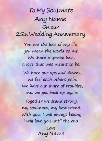 Personalised Romantic Wedding Anniversary Card (Soulmate