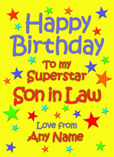 Personalised Son in Law Birthday Card (Yellow)