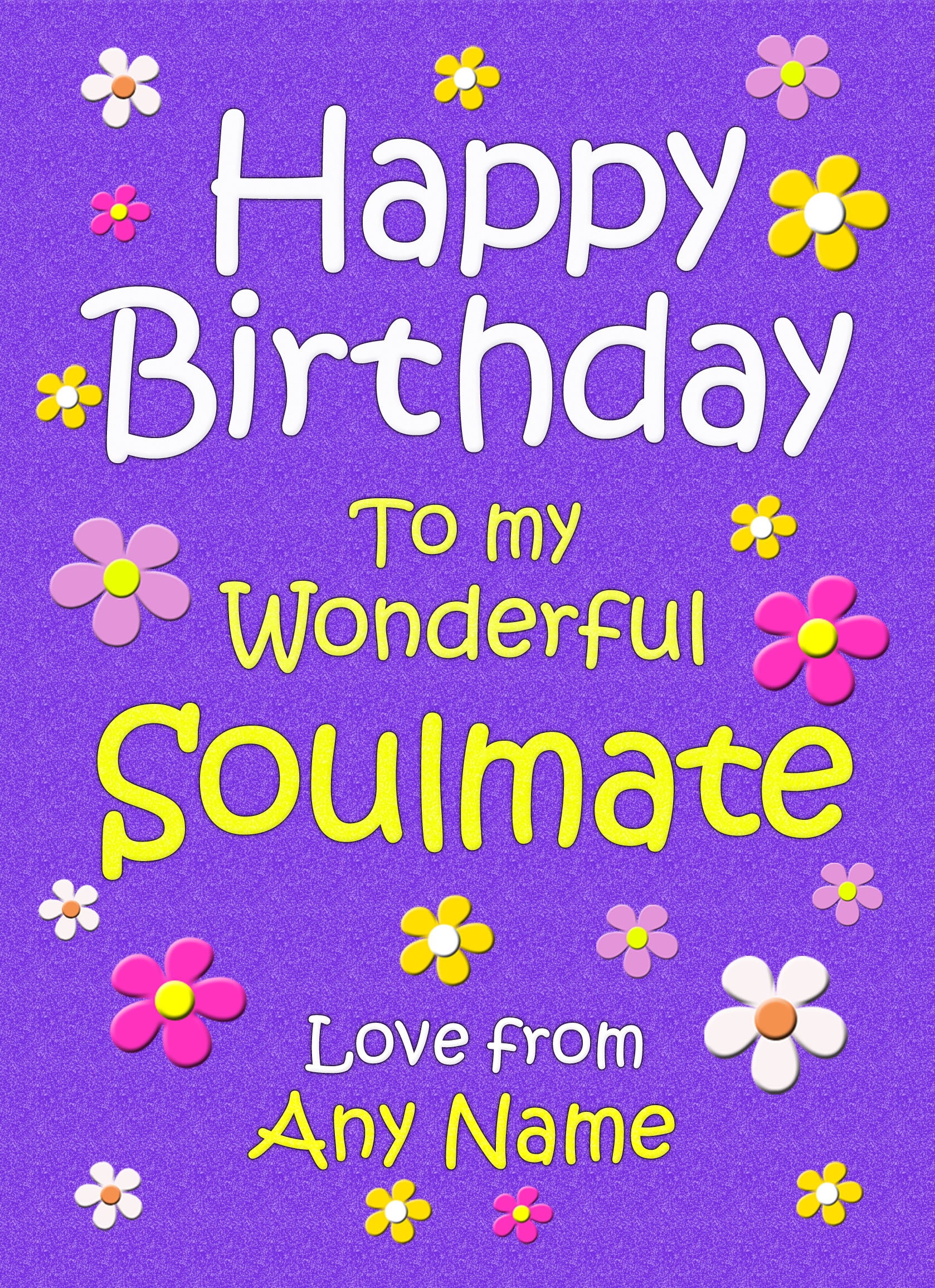 Personalised Soulmate Birthday Card (Purple) - Personalised Soulmate Birthday Card Purple 3 Personalised Soulmate Birthday Card (Purple)