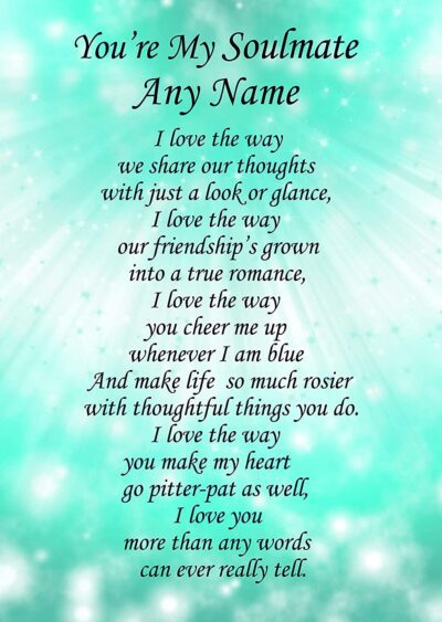 Personalised Soulmate Poem Verse Greeting Card
