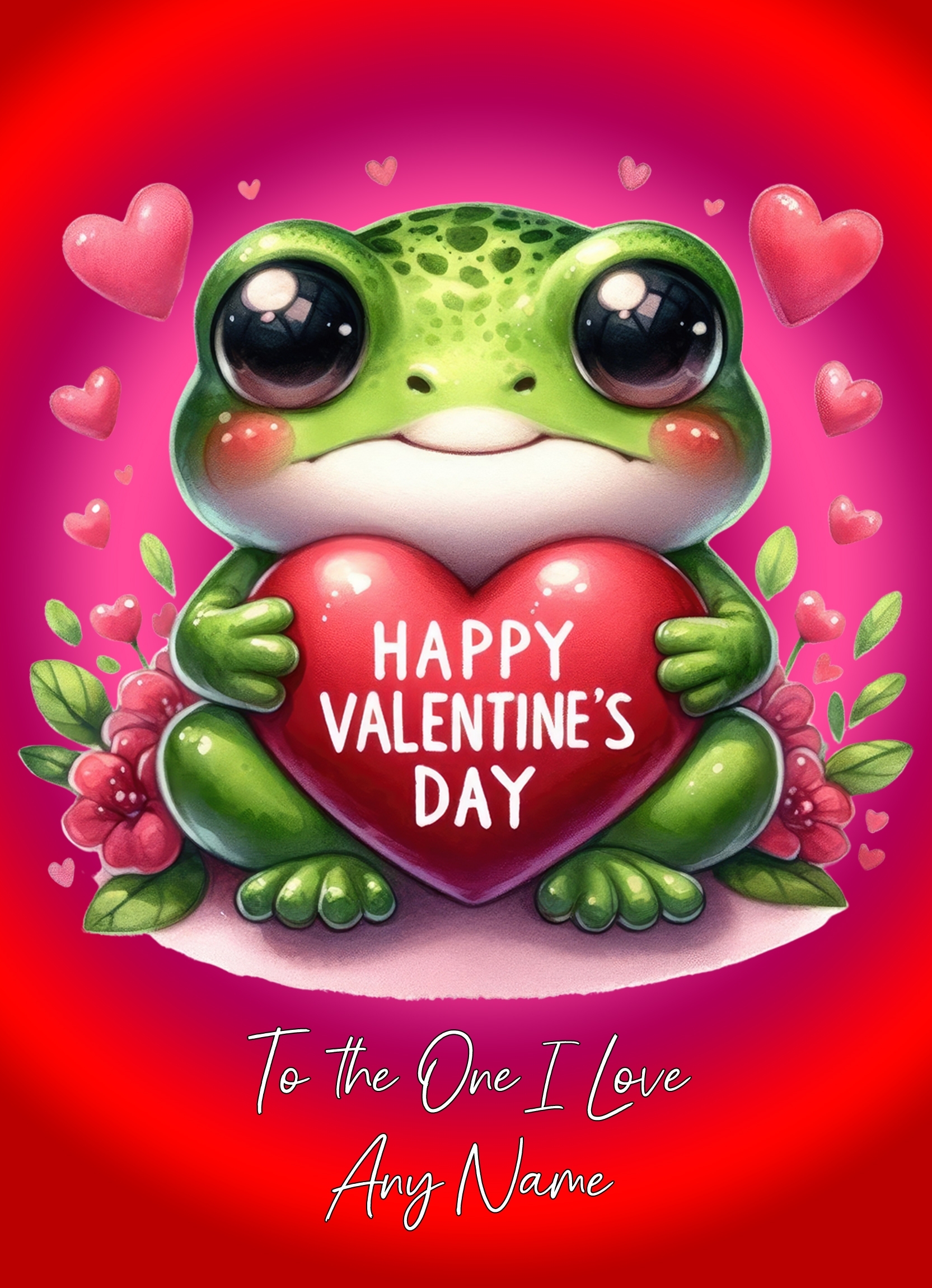 Personalised Valentines Day Card for One I Love (Frog) - Fat Cat Cards