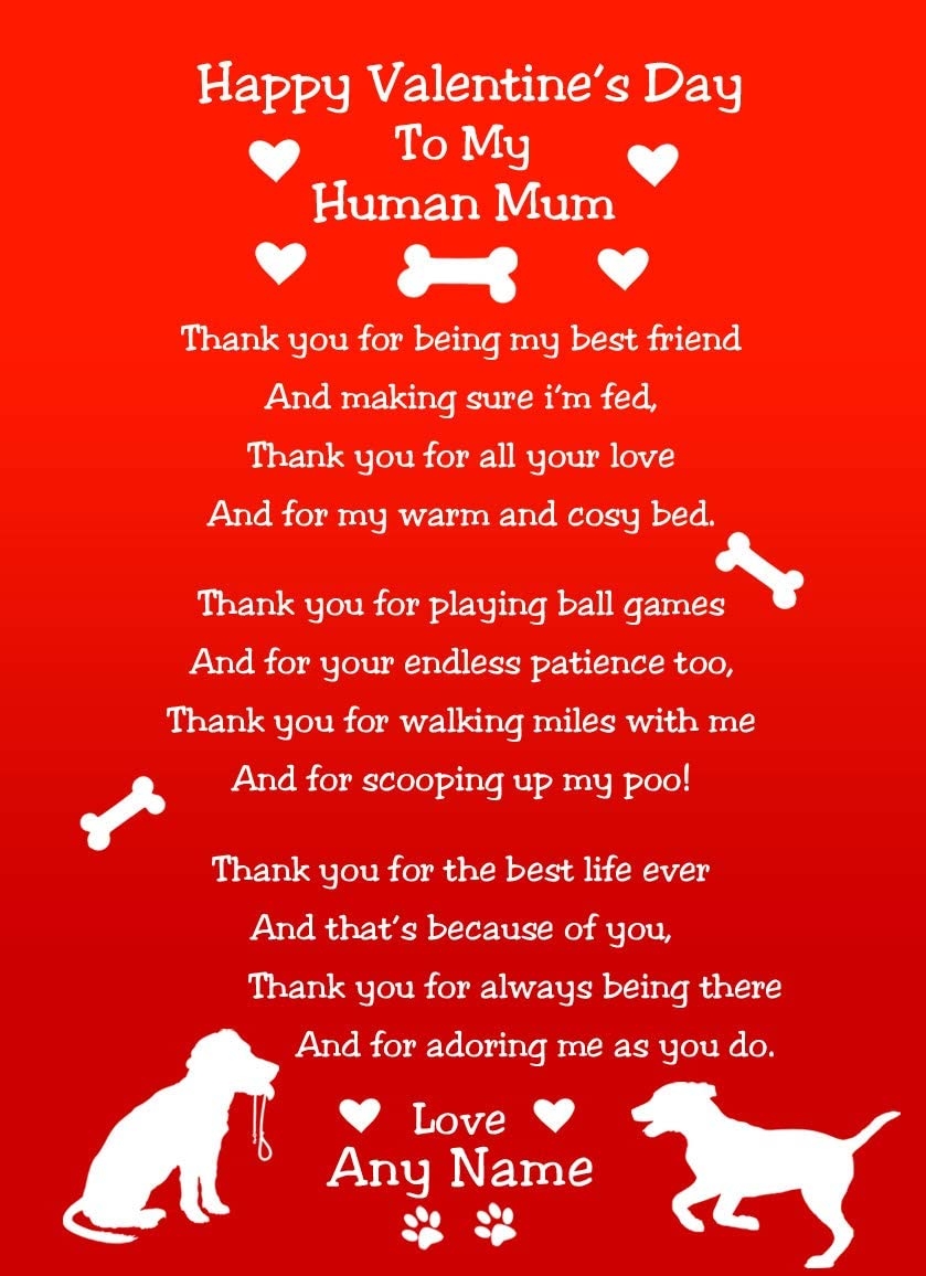 Personalised from The Dog Verse Poem Valentines Day Card (Red, Human Mum) - Personalised from The Dog Verse Poem Valentines Day Card Red Human Mum 3 Personalised from The Dog Verse Poem Valentines Day Card (Red