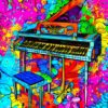 Piano Instrument Colourful Art Blank Greeting Card