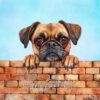 Puggle Dog Art Square Birthday Card