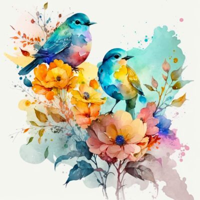 Robin Bird Watercolour Art Blank Greeting Card