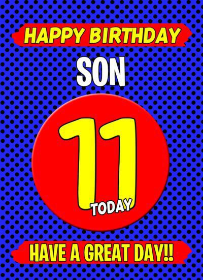 Son 11th Birthday Card (Blue)