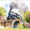 Steam Train Vintage Art Fathers Day Card For Grandpa (Design 4)