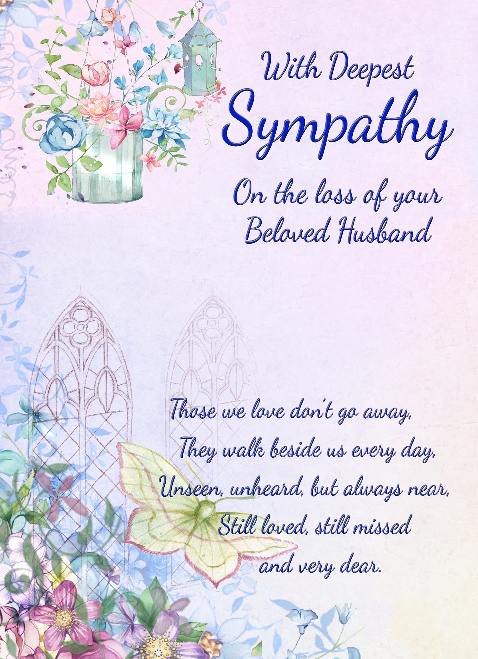Sympathy Bereavement Card (Deepest Sympathy, Beloved Husband) - Sympathy Bereavement Card Deepest Sympathy Beloved Husband 3 Sympathy Bereavement Card (Deepest Sympathy