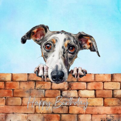 Whippet Dog Art Square Birthday Card