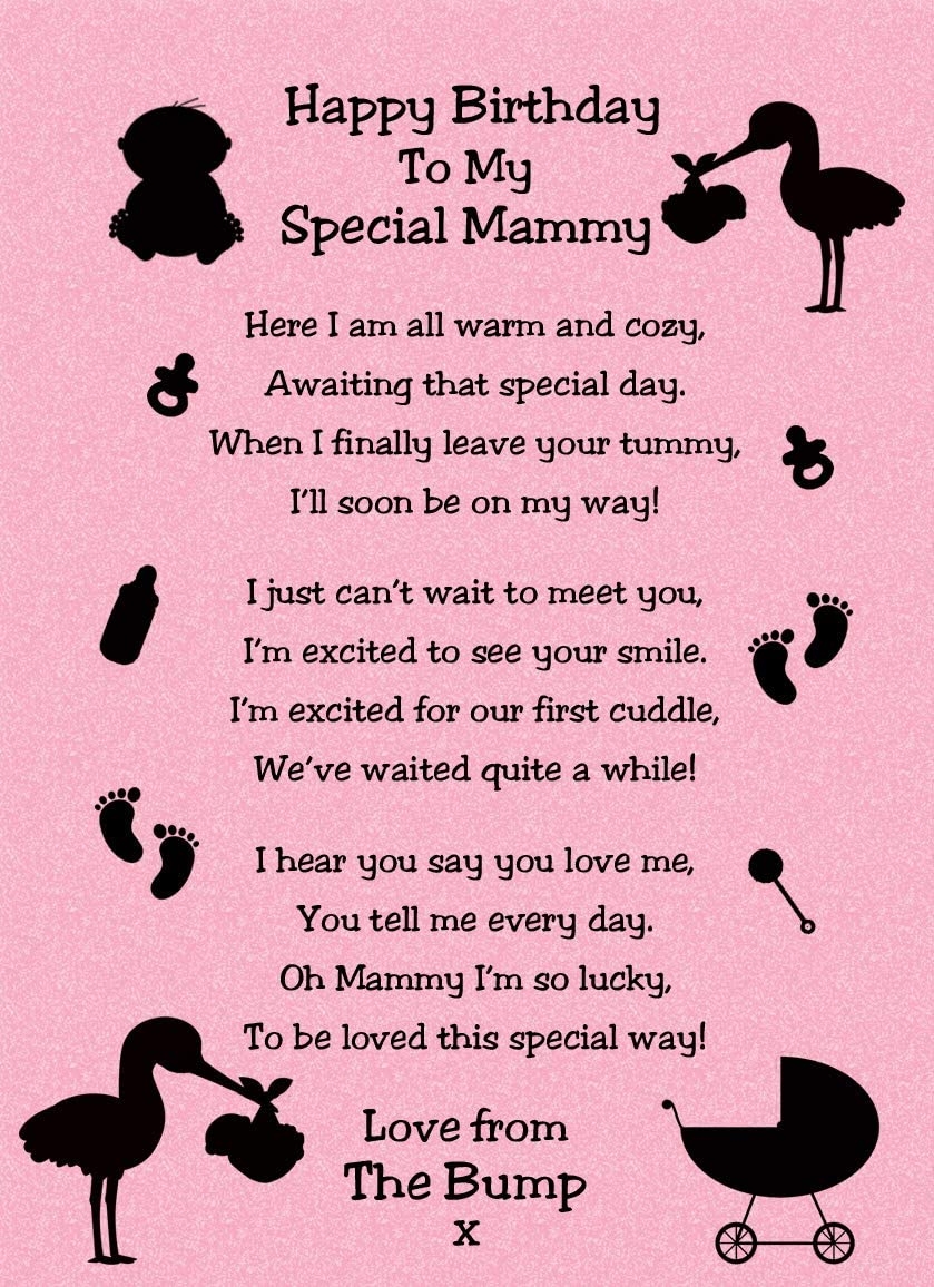 from The Bump Poem Verse 'to My Special Mammy' Baby Pink Birthday Card - from The Bump Poem Verse to My Special Mammy Baby Pink Birthday Card 3 from The Bump Poem Verse 'to My Special Mammy' Baby Pink Birthday Card
