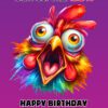 Auntie 25th Birthday Card (Funny Shocked Chicken Humour) - 25a