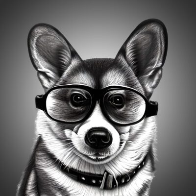 Corgi Funny Black and White Art Blank Card (Spexy Beast)