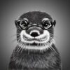 Otter Funny Black and White Art Blank Card (Spexy Beast) - otter