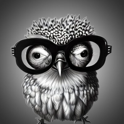Owl Funny Black and White Art Blank Card (Spexy Beast)