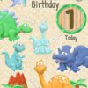 1st Kids Birthday Card (Dinosaur Cartoon) - 1201 3