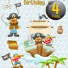 4th Kids Birthday Card (Pirate Cartoon) - 1204 5