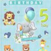 5th Kids Birthday Card (Baby Boy Elephant) - 1205 9