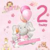 Granddaughter 2nd Kids Birthday Card (Baby Elephant Cartoon) - 220granddaughter