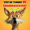 Granddaughter 30th Birthday Card (Funny Shocked Fox Humour) - 30a 41
