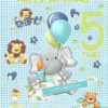 Nephew 5th Kids Birthday Card (Baby Elephant Cartoon) - 520nephew