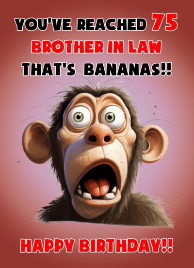 Brother in Law 75th Birthday Card (Funny Shocked Monkey Humour)