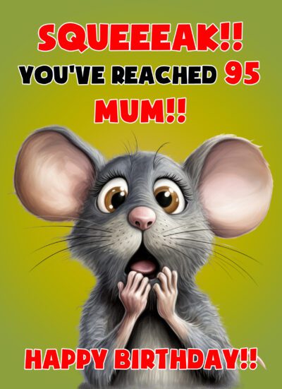 Mum 95th Birthday Card (Funny Shocked Mouse Humour)