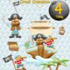 Great Grandson 4th Kids Birthday Card (Pirate Cartoon) - great20grandson204 5