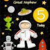 Great Nephew 5th Kids Birthday Card (Space Astronaut Cartoon) - great20nephew205 6