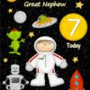 Great Nephew 7th Kids Birthday Card (Space Astronaut Cartoon) - great20nephew207 6